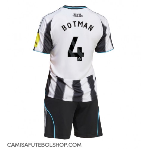 Camisa de time de futebol Newcastle United Sven Botman #4 Replicas 1º Equipamento Infantil 2025-26 Manga Curta (+ Calças curtas)